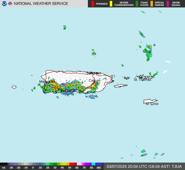 Intensas lluvias activan alerta de inundaciones en el suroeste de Puerto Rico