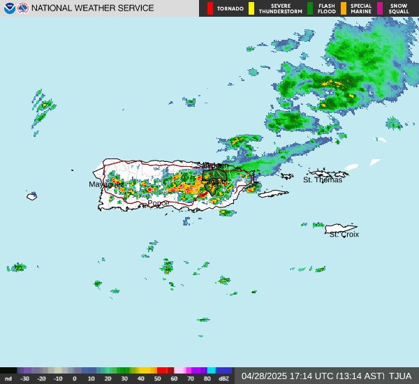 Aviso de inundaciones repentinas para Aibonito, Barranquitas y Orocovis