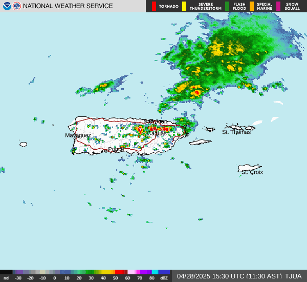 Alerta de inundaciones repentinas emitida para el sureste de Puerto Rico