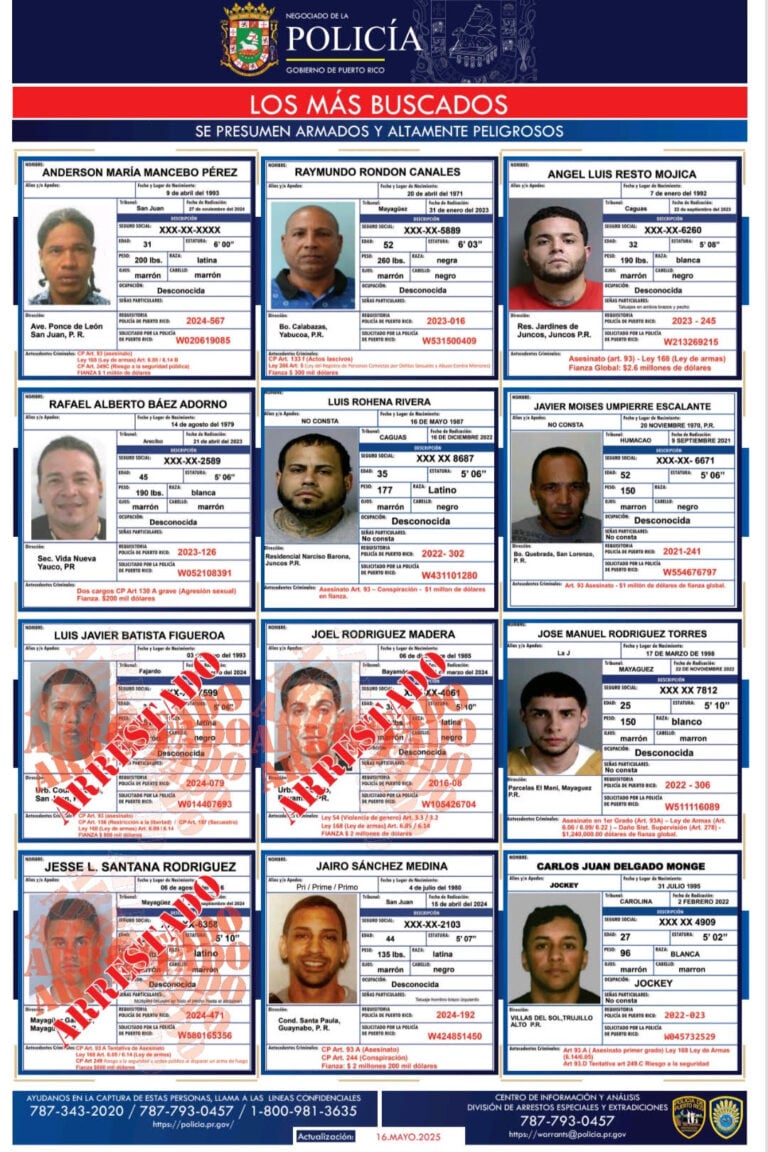 Policía intensifica búsqueda de los más buscados en la isla: tres ya han sido arrestados