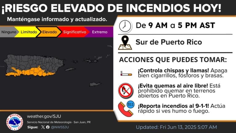 Tiempo inestable: fuego en el sur, inundaciones en el oeste de Puerto Rico