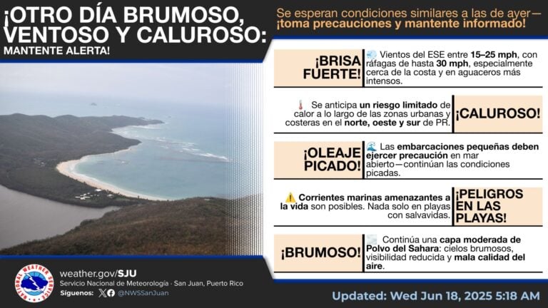 Persisten polvo del Sahara, oleaje picado y riesgo de corrientes marinas