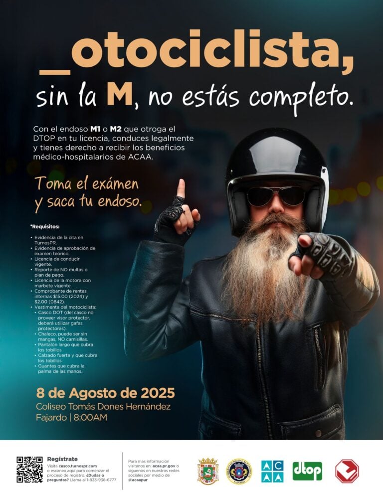 Motociclistas podrán obtener su endoso y casco gratis en actividad especial en Fajardo
