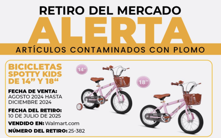 Salud ordena retiro de bicicletas y andadores infantiles vendidos por internet por posible contaminación con plomo