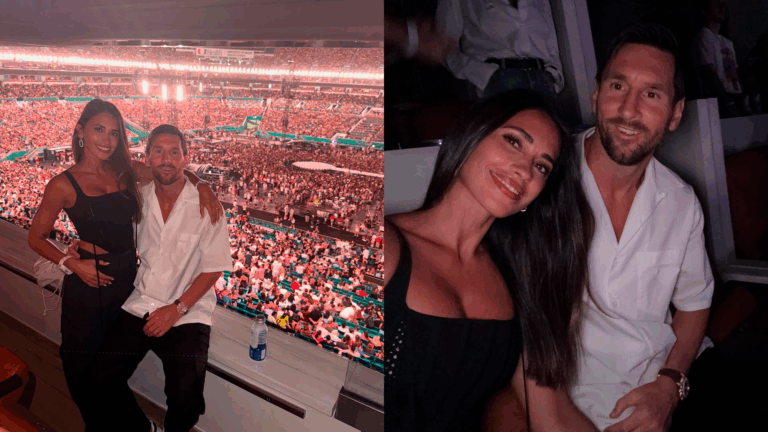 Lionel Messi y Antonella Roccuzzo protagonizan la ‘kiss cam’ en concierto de Coldplay en Miami