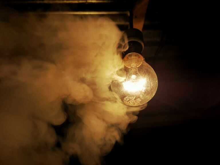 smoke near light bulb
