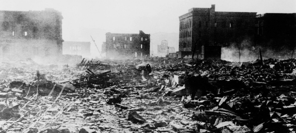 Hiroshima después de que Estados Unidos lanzara una bomba nuclear el 6 de agosto de 1945. ONU/Mitsugu Kishida