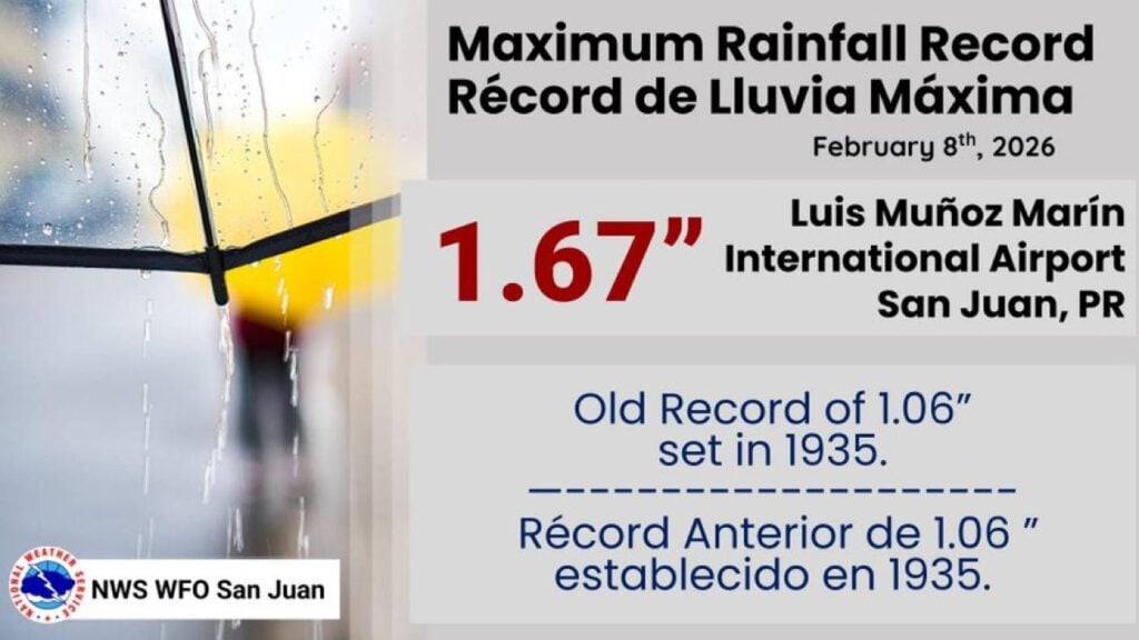 Nuevo récord de lluvia en San Juan: supera marca de 1935