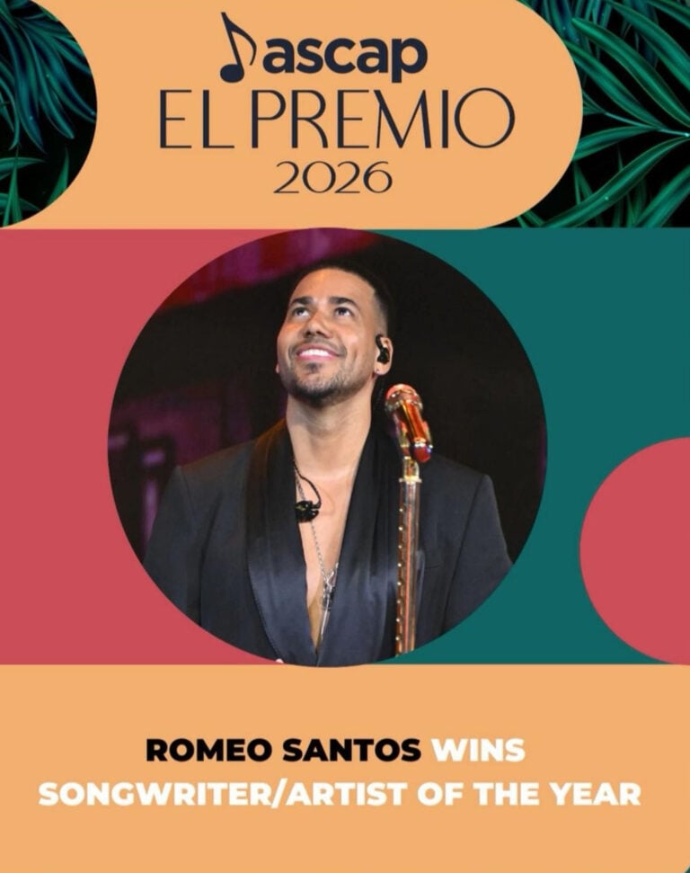 Reconocen a Romeo Santos como Compositor y Artista del Año en ASCAP 2026